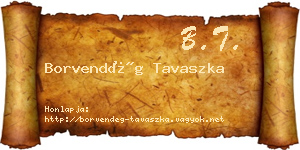 Borvendég Tavaszka névjegykártya